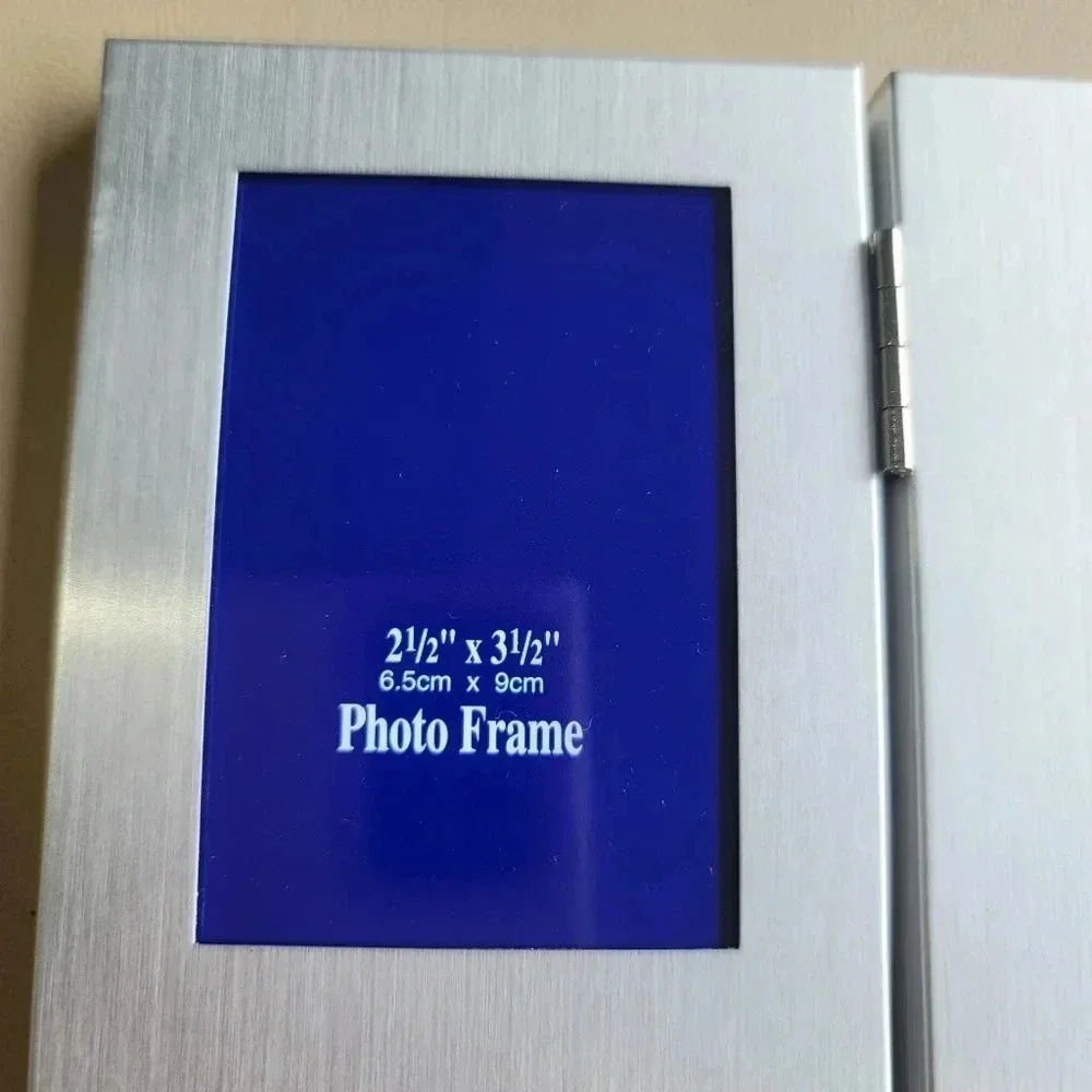NWOT Brushed Silver Stain Folding Standing Picture Frame 4